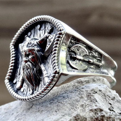 Retro Personality Cool Viking Double Axe Viking Titanium Steel Ring