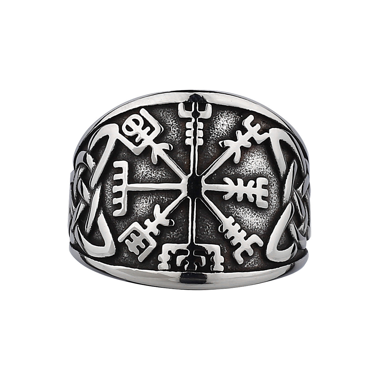 Men's Creative Viking Compass Rune Titanium Steel Ring