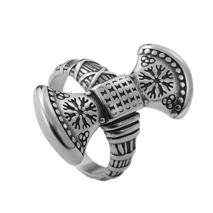 Titanium Steel Battle Axe Viking Ring