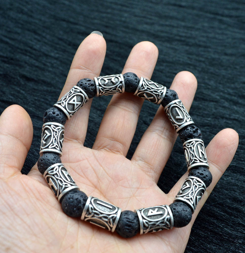 Volcanic Lava Stone Bracelet Viking Rune One Piece Dropshipping