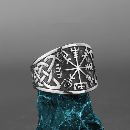 Men's Creative Viking Compass Rune Titanium Steel Ring