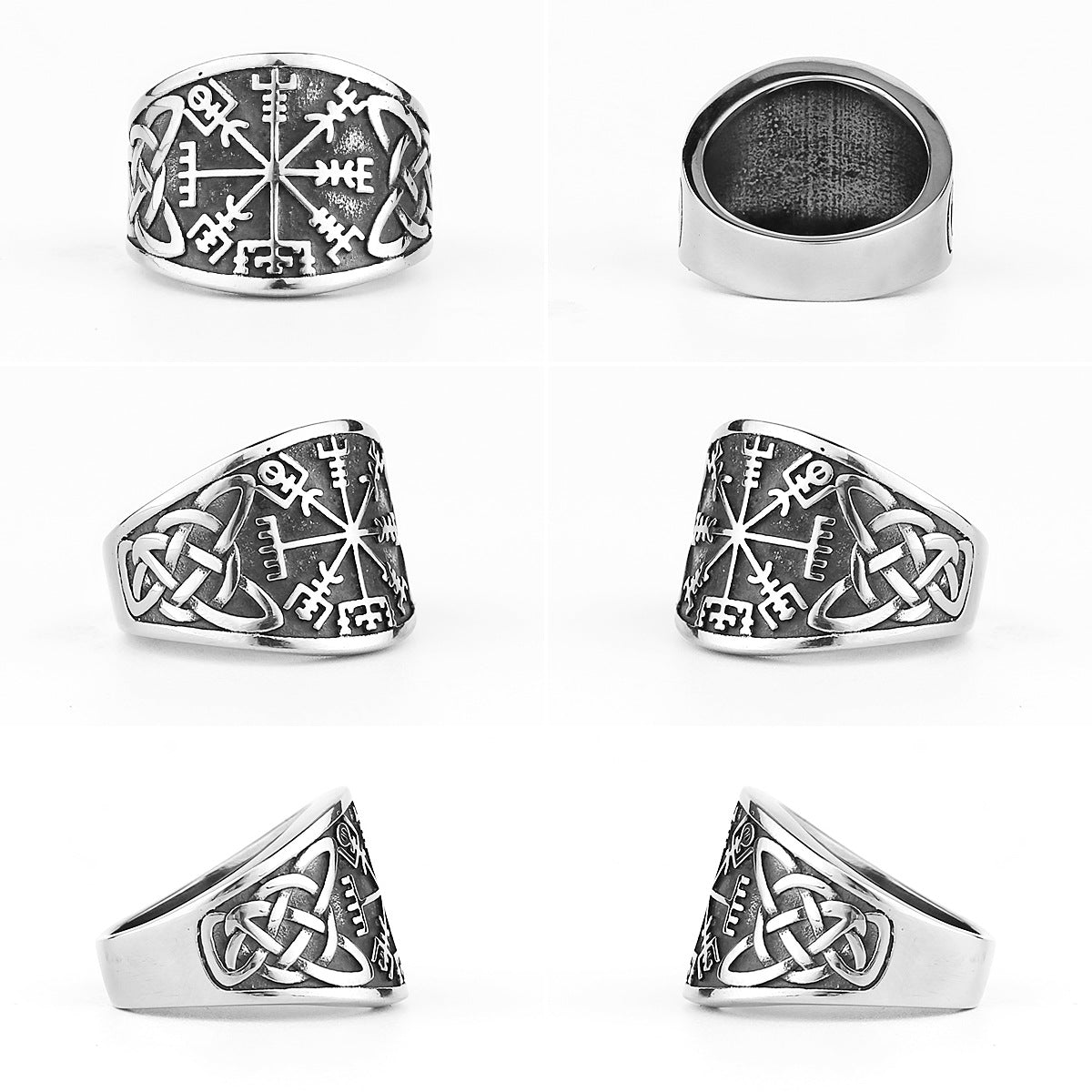 Men's Creative Viking Compass Rune Titanium Steel Ring