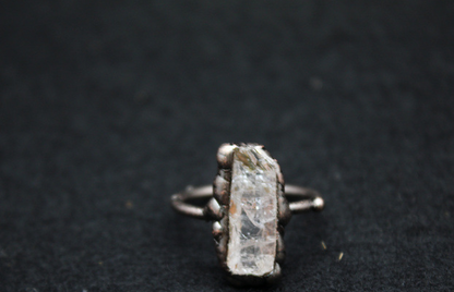 Raw Smokey Quartz Crystal Alloy Ring