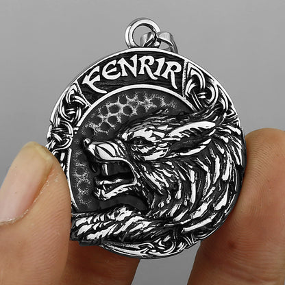 Viking Golden Wolf Fenrir Titanium Steel Pendant