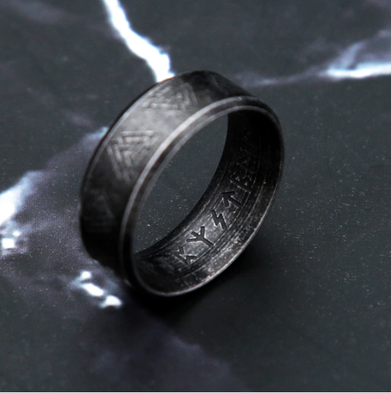 Men's Viking Odin Rune Simple Titanium Steel Ring