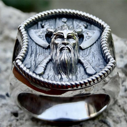 Retro Personality Cool Viking Double Axe Viking Titanium Steel Ring