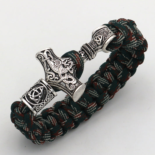 Woven knotted Thors Hammer Bracelet